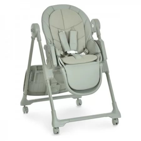 Стільчик El Camino CRYSTAL ME 1037 Nude Green для годування, 5-точ. ремені, матрац, 4 колеса, шкір., зелений нюд