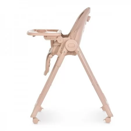 Стільчик El Camino CRYSTAL ME 1037 Nude Pink для годування, 5-точ. ремені, матрац, 4 колеса, шкір., рожевий нюд