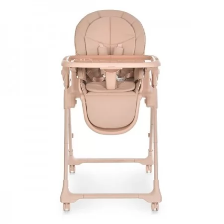 Стільчик El Camino CRYSTAL ME 1037 Nude Pink для годування, 5-точ. ремені, матрац, 4 колеса, шкір., рожевий нюд
