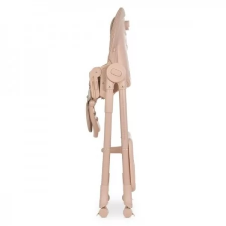 Стільчик El Camino CRYSTAL ME 1037 Nude Pink для годування, 5-точ. ремені, матрац, 4 колеса, шкір., рожевий нюд