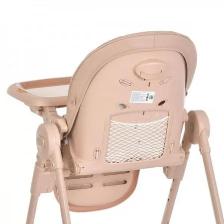 Стільчик El Camino CRYSTAL ME 1037 Nude Pink для годування, 5-точ. ремені, матрац, 4 колеса, шкір., рожевий нюд
