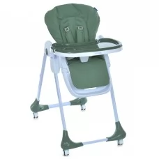 Стульчик M 3233L Jade Green для кормления, 3 положения спинки и подножки, 4колеса, корзинка, экокожа, зеленый