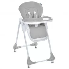 Стульчик M 3233L Light Gray для кормления, 3 положения спинки и подножки, 4колеса, корзинка, экокожа, серый