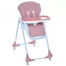 Стульчик M 3233L Pink для кормления, 3 положения спинки и подножки, 4колеса, корзинка, экокожа, розовый