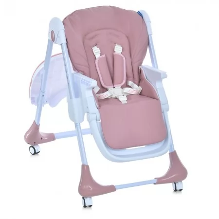 Стульчик M 3233L Pink для кормления, 3 положения спинки и подножки, 4колеса, корзинка, экокожа, розовый Стульчик M 3233L Pink для кормления, 3 положения спинки и подножки, 4колеса, корзинка, экокожа, розовый