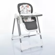 Стульчик M 5897 Gray для кормления 2в1 с механическим укачиванием, 5-ти точек, матрас, экошкира, серый Стульчик M 5897 Gray для кормления 2в1 с механическим укачиванием, 5-ти точек, матрас, экошкира, серый