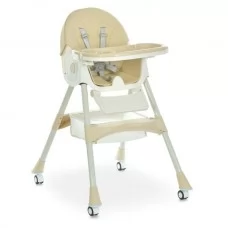 Стульчик M 6302 Beige для кормления, складной, 5-ти точ.рем., экокожа, регул.подножка, бежевый