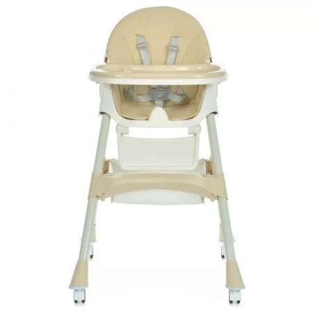 Стільчик M 6302 Beige для годування, складний, 5-ти точ.рем., екошкіра, регул.підніжка, бежевий