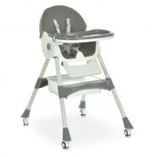 Стільчик M 6302 Gray для годування, складний, 5-ти точ.рем., екошкіра, регул.підніжка, сірий