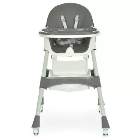 Стульчик M 6302 Gray для кормления, складной, 5-ти точ.рем., экокожа, регул.подножка, серый