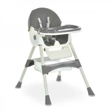 Стульчик M 6302 Gray для кормления, складной, 5-ти точ.рем., экокожа, регул.подножка, серый