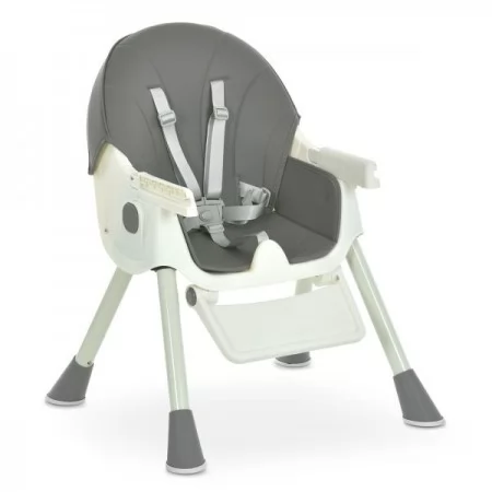 Стульчик M 6302 Gray для кормления, складной, 5-ти точ.рем., экокожа, регул.подножка, серый