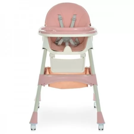 Стільчик M 6302 Pink для годування, складний, 5-ти точ.рем., екошкіра, регул.підніжка, рожевий