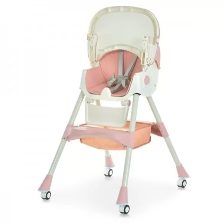 Стільчик M 6302 Pink для годування, складний, 5-ти точ.рем., екошкіра, регул.підніжка, рожевий