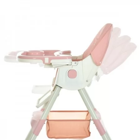 Стільчик M 6302 Pink для годування, складний, 5-ти точ.рем., екошкіра, регул.підніжка, рожевий