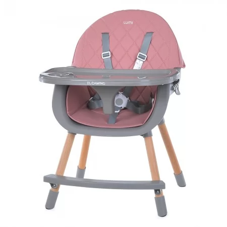 Стульчик ME 1111 LUMI Pink для кормления регул.висоти 2положен, экокожа, рожевий