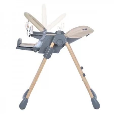 Стільчик ME 1115-W CRAFT Beige для годування, 5-точ.ремені, матрац, 2 колеса, шкір., бежевий