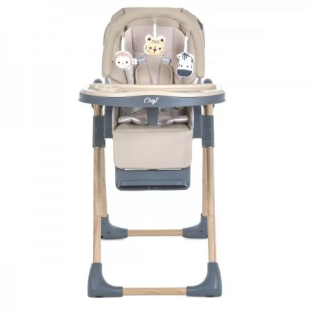 Стільчик ME 1115-W CRAFT Beige для годування, 5-точ.ремені, матрац, 2 колеса, шкір., бежевий