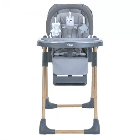 Стульчик ME 1115-W CRAFT Gray для годування, 5-точ.ремені, матрац, 2 колеса, шкір., сірий
