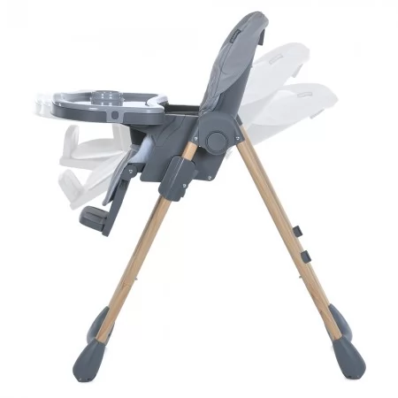 Стульчик ME 1115-W CRAFT Gray для годування, 5-точ.ремені, матрац, 2 колеса, шкір., сірий