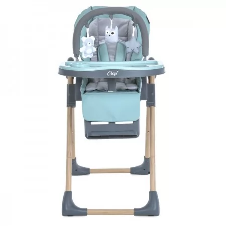 Стульчик ME 1115-W CRAFT Mint для кормления, 5-точ.ремни, матрас, 2 колеса, кож., мятный