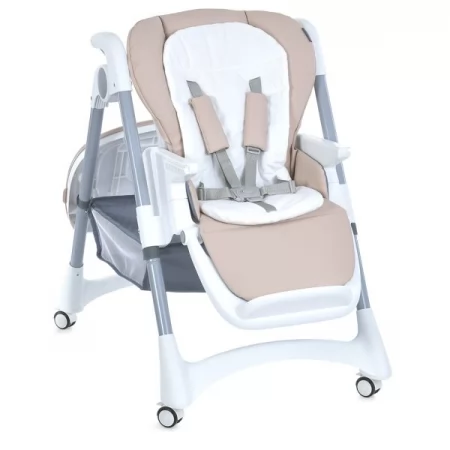 Стульчик ME 1177 STEADY Cream Beige для кормления, 5-точ.ремни, матрас, 4 колеса, кож., бежевый Стульчик ME 1177 STEADY Cream Beige для кормления, 5-точ.ремни, матрас, 4 колеса, кож., бежевый