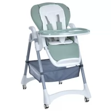 Стульчик ME 1177 STEADY Menta для кормления, 5-точ.ремни, матрас, 4 колеса, кож., зеленый