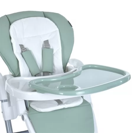 Стульчик ME 1177 STEADY Menta для кормления, 5-точ.ремни, матрас, 4 колеса, кож., зеленый