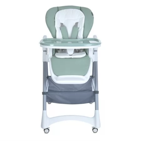 Стульчик ME 1177 STEADY Menta для кормления, 5-точ.ремни, матрас, 4 колеса, кож., зеленый