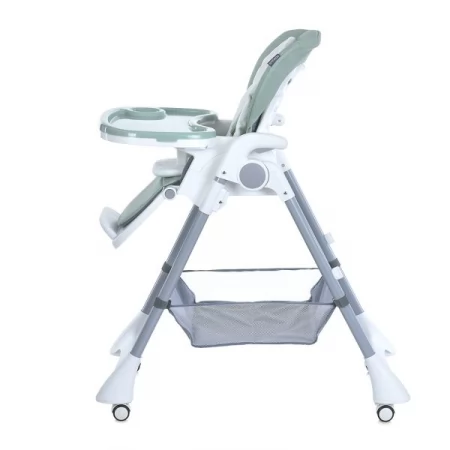 Стульчик ME 1177 STEADY Menta для кормления, 5-точ.ремни, матрас, 4 колеса, кож., зеленый