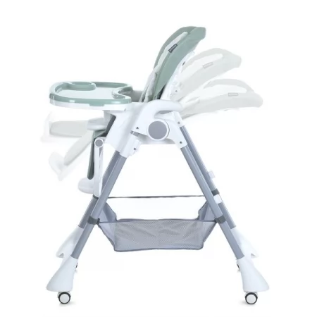 Стульчик ME 1177 STEADY Menta для кормления, 5-точ.ремни, матрас, 4 колеса, кож., зеленый