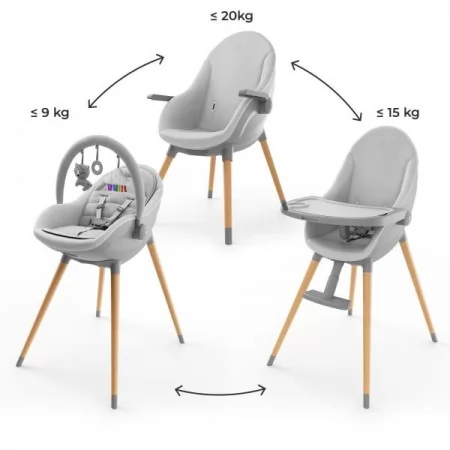 Стульчик для кормления 2 в 1 Kinderkraft Fini Up Grey KHFINIUPGRY0000