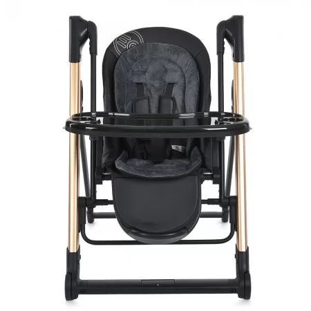 Стульчик-качели ME 1102 DEBUT Posh Black на радиоуправлении, эл.прив., для корм., 5точ.рем., тайм, муз., черный