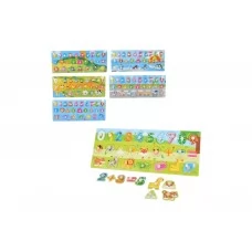 Деревянная игрушка рамка-вкладыш с ручкой, 45×18 см, 6 видов (цена за 1 шт) MD 1537