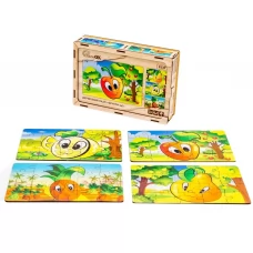 Деревянный пазл Фрукты 4в1, PuzzleOk 84681