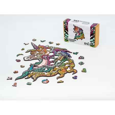 Фигурный деревянный пазл Радужный Единорог A3, в картонной упаковке, PuzzleOk PuzA3-00715 Фигурный деревянный пазл Радужный Единорог A3, в картонной упаковке, PuzzleOk PuzA3-00715