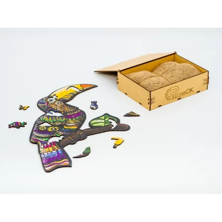 Фигурный деревянный пазл Тропический Тукан A3, в деревянной упаковке, PuzzleOk PuzA3-03122 Фигурный деревянный пазл Тропический Тукан A3, в деревянной упаковке, PuzzleOk PuzA3-03122