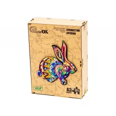 Фигурный деревянный пазл Пушистый кролик A3, в деревянной упаковке, PuzzleOk PuzA3-03131