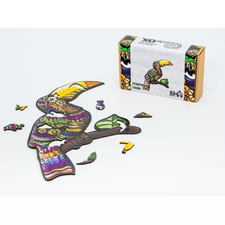 Фигурный деревянный пазл Тропический Тукан A3, в картонной упаковке, PuzzleOk PuzA3-04783 Фигурный деревянный пазл Тропический Тукан A3, в картонной упаковке, PuzzleOk PuzA3-04783