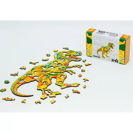 Фигурный деревянный пазл Тиранозавр A4, в картонной упаковке, PuzzleOk PuzA4-00704 Фигурный деревянный пазл Тиранозавр A4, в картонной упаковке, PuzzleOk PuzA4-00704