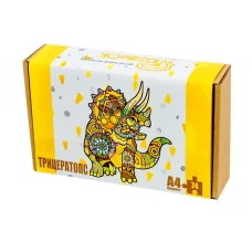 Фигурный деревянный пазл Трицератопс A4, в картонной упаковке, PuzzleOk PuzA4-00705 Фигурный деревянный пазл Трицератопс A4, в картонной упаковке, PuzzleOk PuzA4-00705