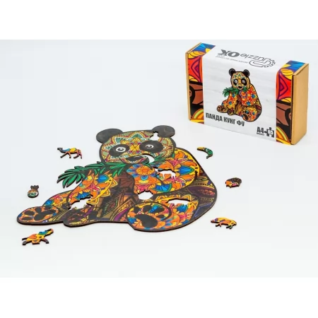 Фигурный деревянный пазл Панда Кунг Фу A4, в картонной упаковке, PuzzleOk PuzA4-01209 Фигурный деревянный пазл Панда Кунг Фу A4, в картонной упаковке, PuzzleOk PuzA4-01209