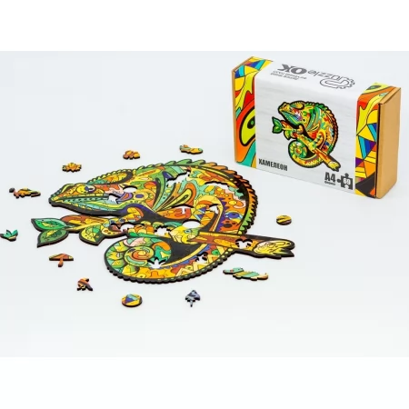 Фигурный деревянный пазл Хамелеон A4, в картонной упаковке, PuzzleOk PuzA4-01746 Фигурный деревянный пазл Хамелеон A4, в картонной упаковке, PuzzleOk PuzA4-01746