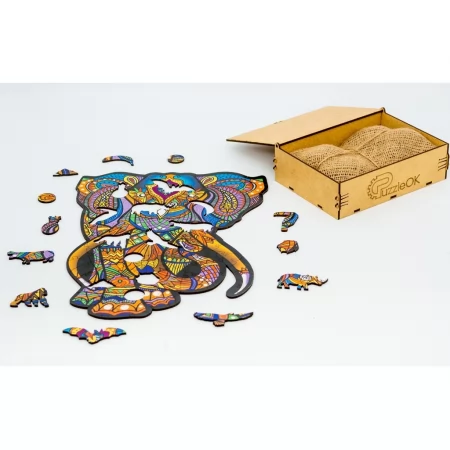 Фигурный деревянный пазл Индийский слон A4, в деревянной упаковкеі, PuzzleOk PuzA4-04121