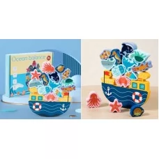 Деревянный балансир BabyToys C75593 корабль с морскими животными