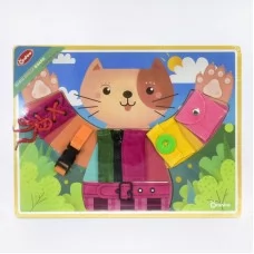 Деревянный бизиборд BabyToys кошечка для развития детей Деревянный бизиборд BabyToys кошечка для развития детей