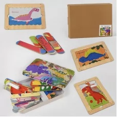 Деревянные рамки-вкладыши BabyToys Динозавры 4 шт