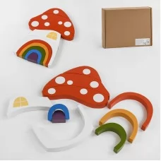 Деревянная пирамидка BabyToys Грибочок 10 дугових вкладышей