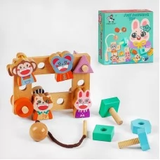 Деревянная шнуровка BabyToys 21 элемент с болтиками Деревянная шнуровка BabyToys 21 элемент с болтиками