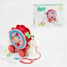Деревянная каталка Равлик BabyToys сортер с фигурками